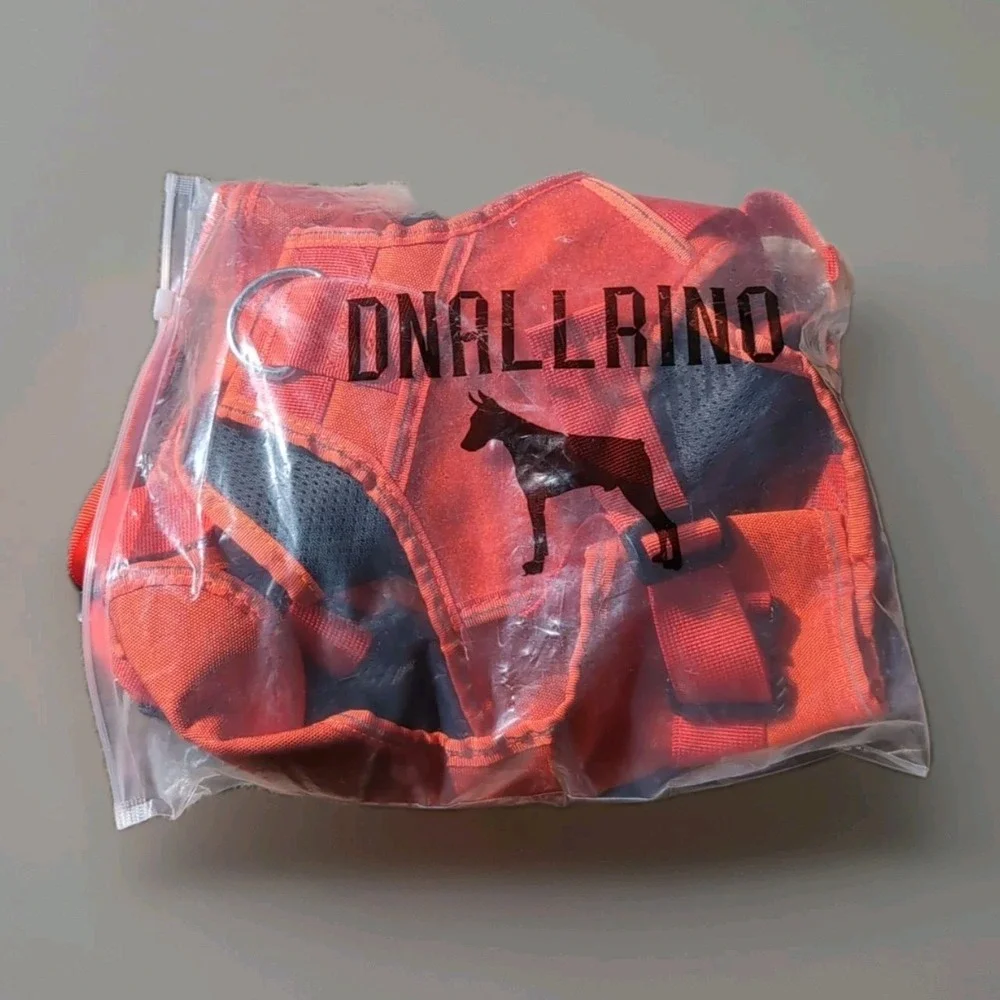 DNALLRINO Tactical Dog Harness Vest Dogs, Adjustable Military Pet Orange XL NEW